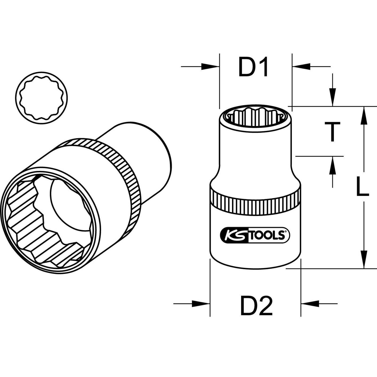 KS TOOLS 1/2" 12-kant-Stecknuss 24 mm - 911.1584