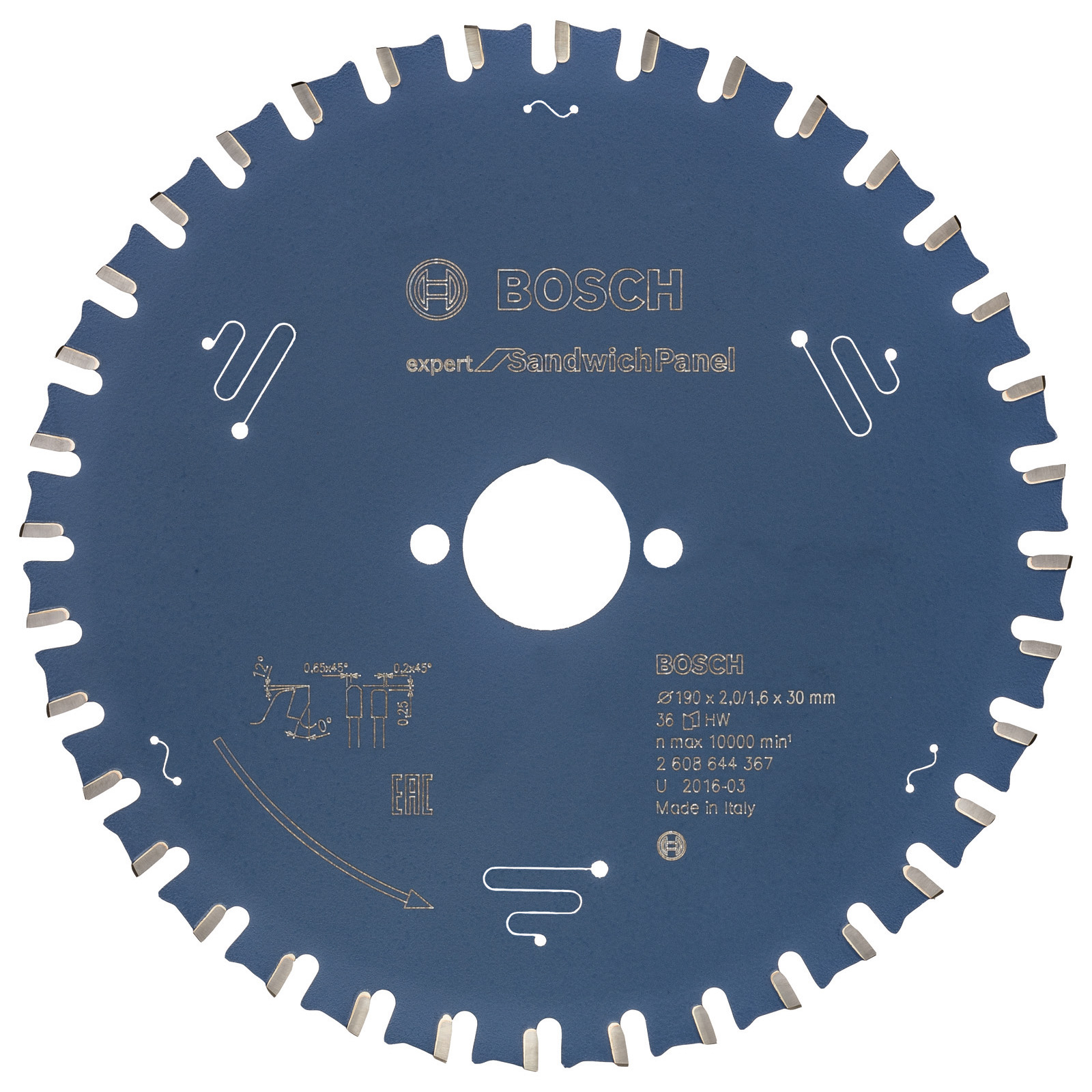 Bosch Kreissägeblatt Expert for Sandwich Panel für Handkreissägen 190 x 30 x 2 mm 36 - 2608644367