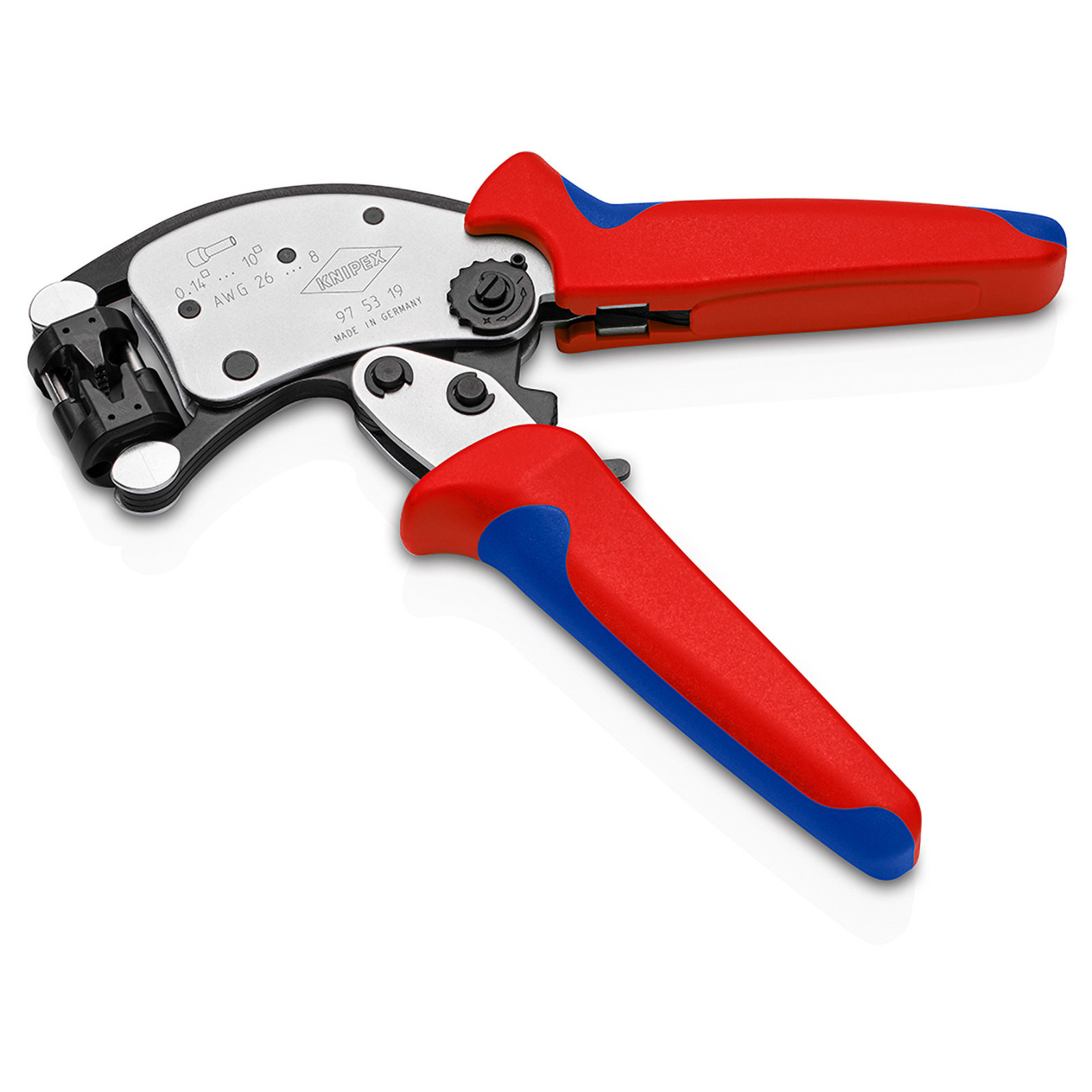 Knipex Selbsteinst. Crimpzange für Aderendhülsen verchromt, mit Mehrkomponenten-Hüllen 200 mm - 975319