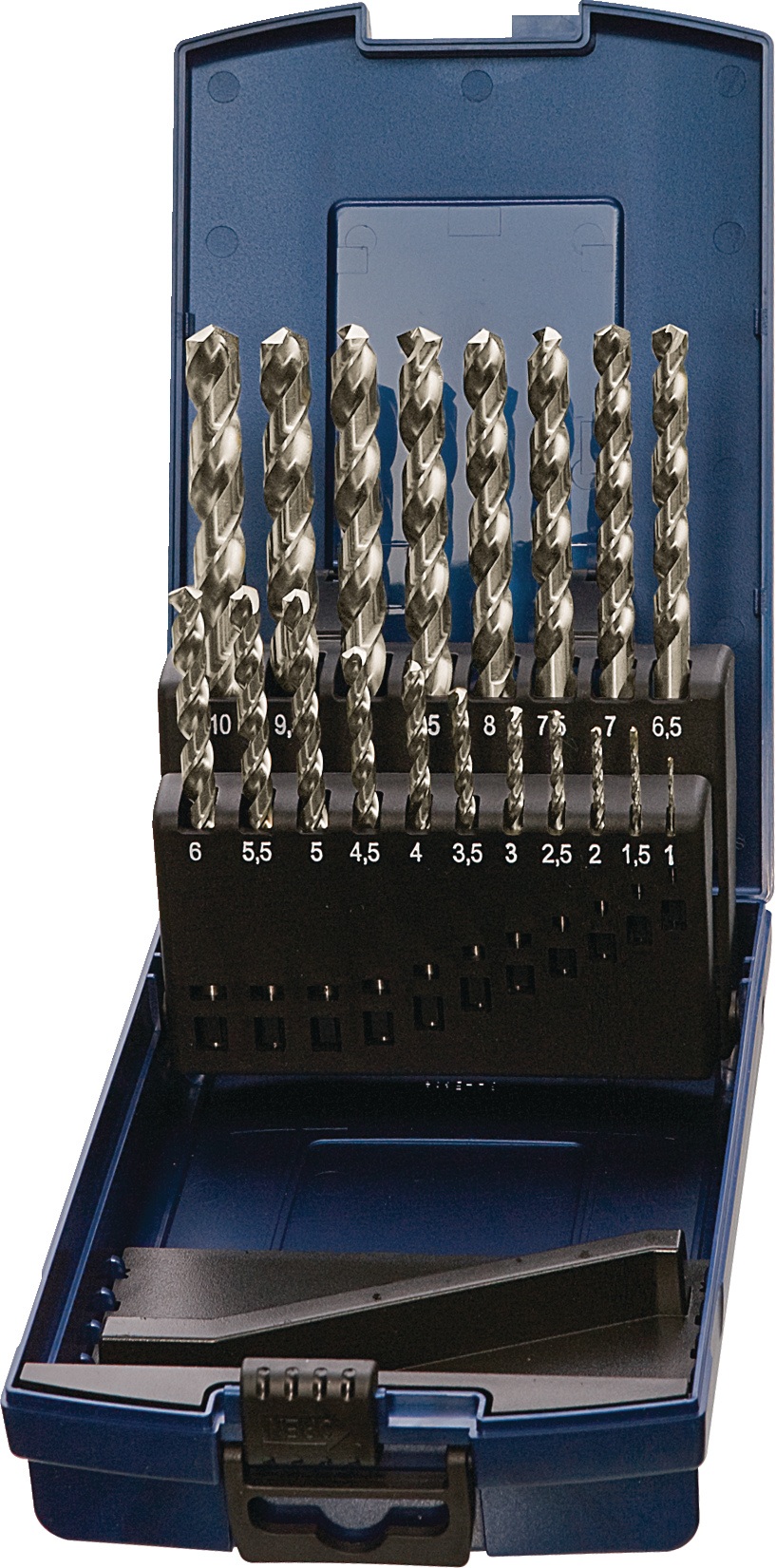 Spiralbohrersatz DIN 338 Typ VA D.1-5,9x0,1mm HSS-Co 50tlg.Ku.-Kass.TECWERK