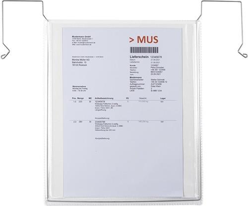 Drahtbügeltasche Maße 330x247mm A4 S.180µ hoch o.Klappe PVC-Weichfolie TRANSPAK