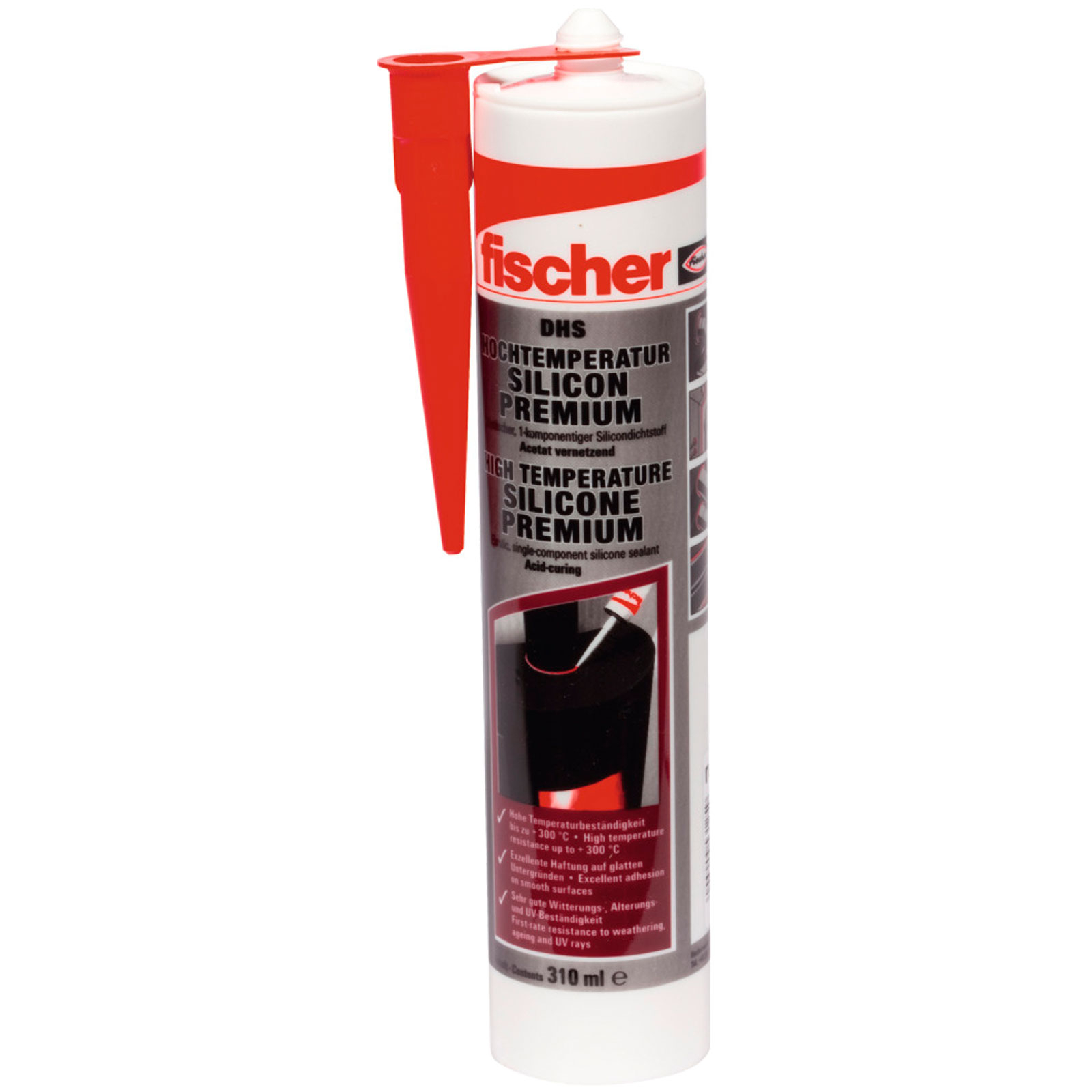 Fischer 1x Hochtemperatursilicon DHS 310ml rot - 053125