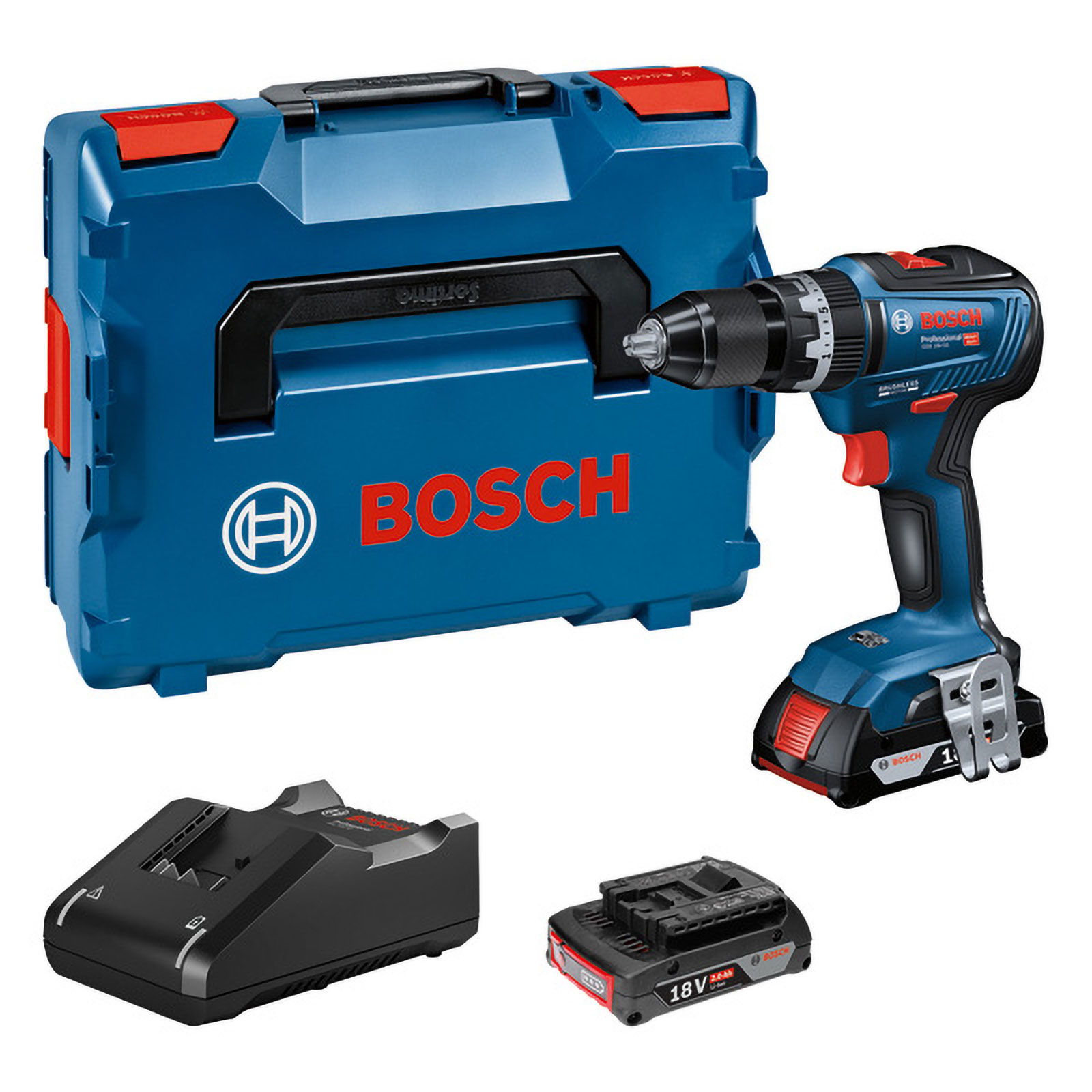 Bosch Akku-Schlagbohrschrauber GSB 18V-55 2x 2,0Ah Akku + Ladegerät in L-Case - 06019H5305