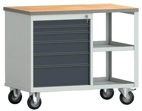 KLW-LUTZ BETRIEBSEINRICHTUNGEN Werkbank PW700 B855xT700xH805mm Buche Multipl.lichtgrau/grau 2 Schubl. - WNS822N-1000M20-E1901 7035/701