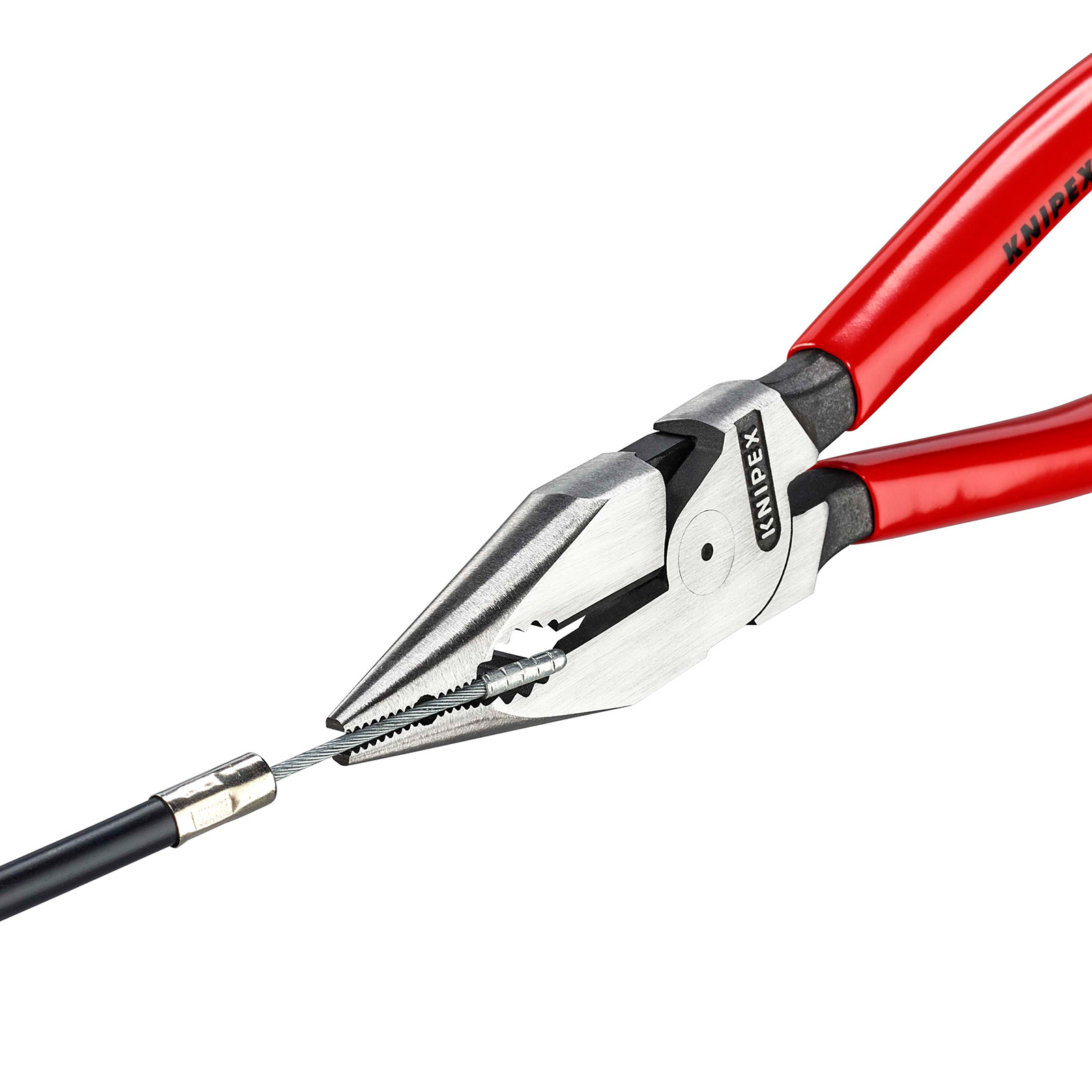 Knipex Spitz-Kombizange mit Kunststoff überzogen schwarz atramentiert 185 mm - 0821185