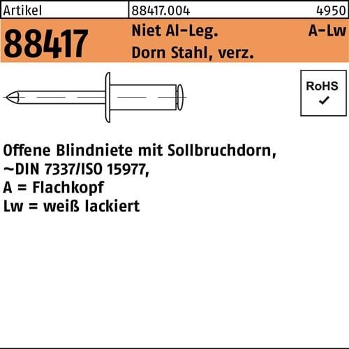 Blindniete R 88417 FLAKO 3x8 Niet Aluminium ws/Dorn Stahl verz. 500St.