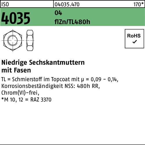 Sechskantmutter ISO 4035 niedrig Fasen M30 17 AU flZnnc 480h-L 25St.
