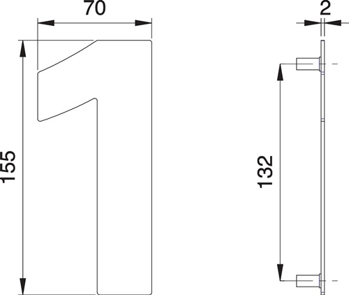 edi Hausnummer Ziffer 1 VA ma 150mm B.70mm - 2501/0000/00