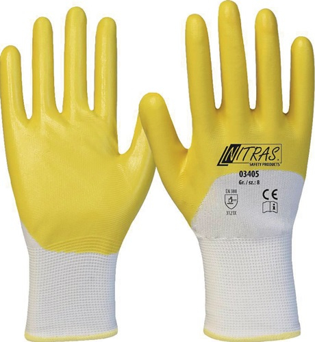 Nitras Handschuhe 03405 weiß / gelb EN 388 PSA II 12 Gr. 10 - 03405-10