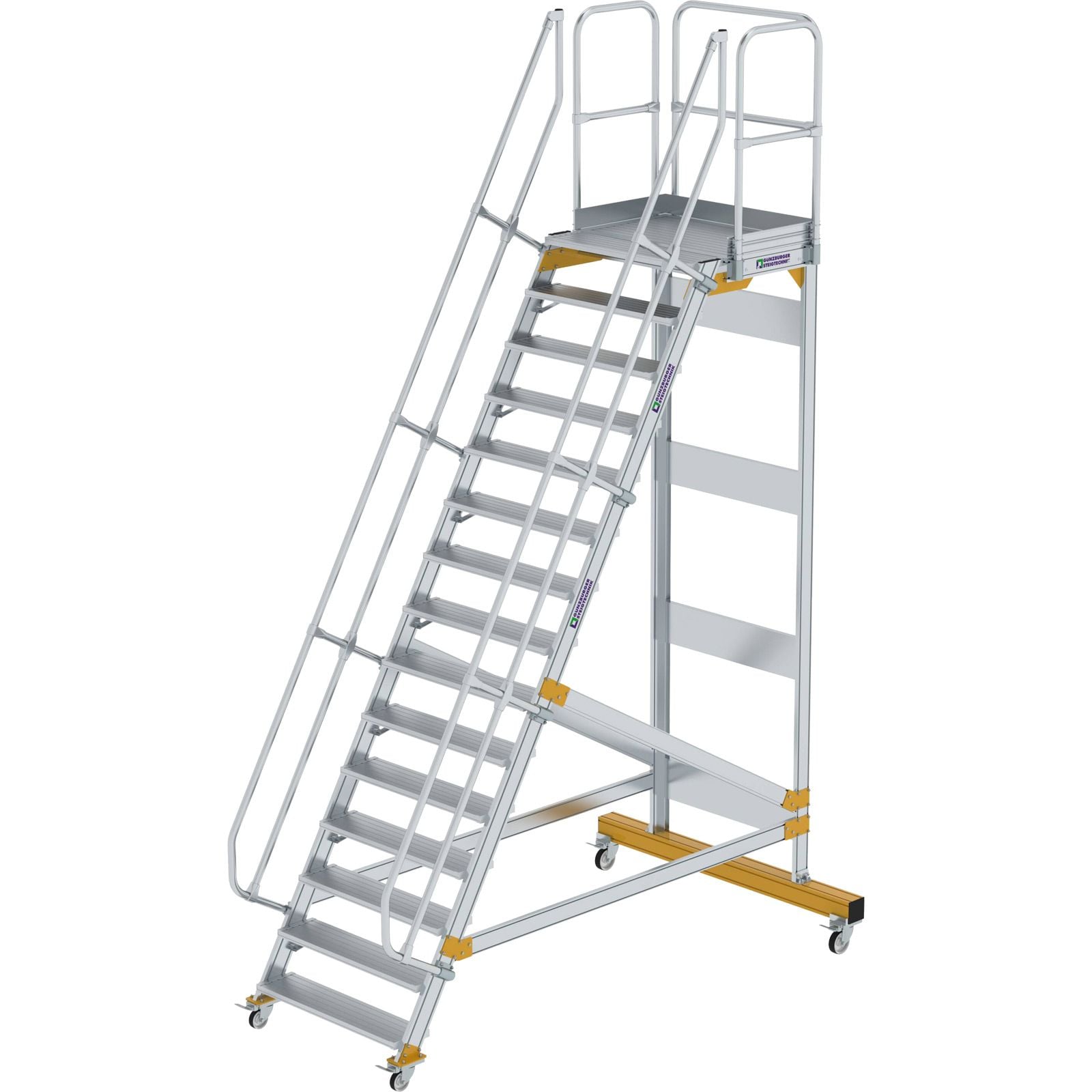 Günzburger Steigtechnik Plattformtreppe 60° fahrbar Stufenbreite 1 m 15 Stufen - 600755