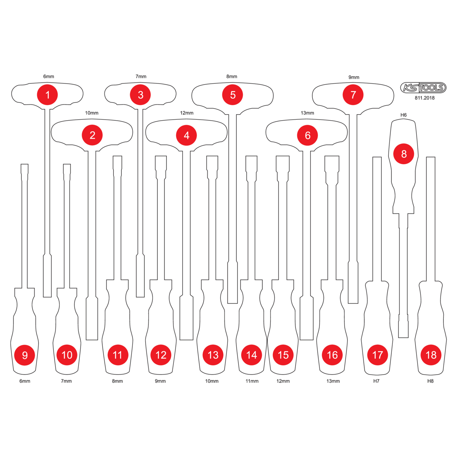 KS TOOLS leere Schaumstoffeinlage zu 811.2018 - 811.2018-97
