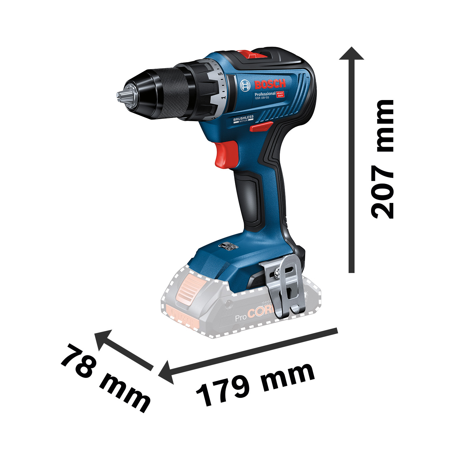 Bosch Akku-Bohrschrauber GSR 18V-55 Solo - 06019H5202