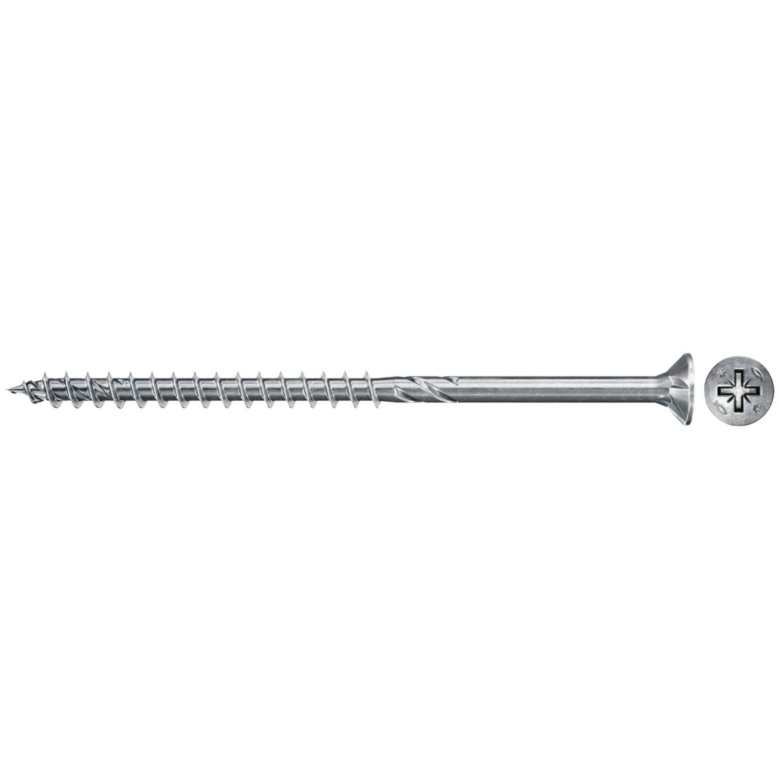 Fischer 100x Power-Fast II FPF II CZP 5 x 40  mm BC Senkkopf mit Kreuzschlitz PZ2 Teilgewinde galvanisch verzinkt blau passiviert - 670643