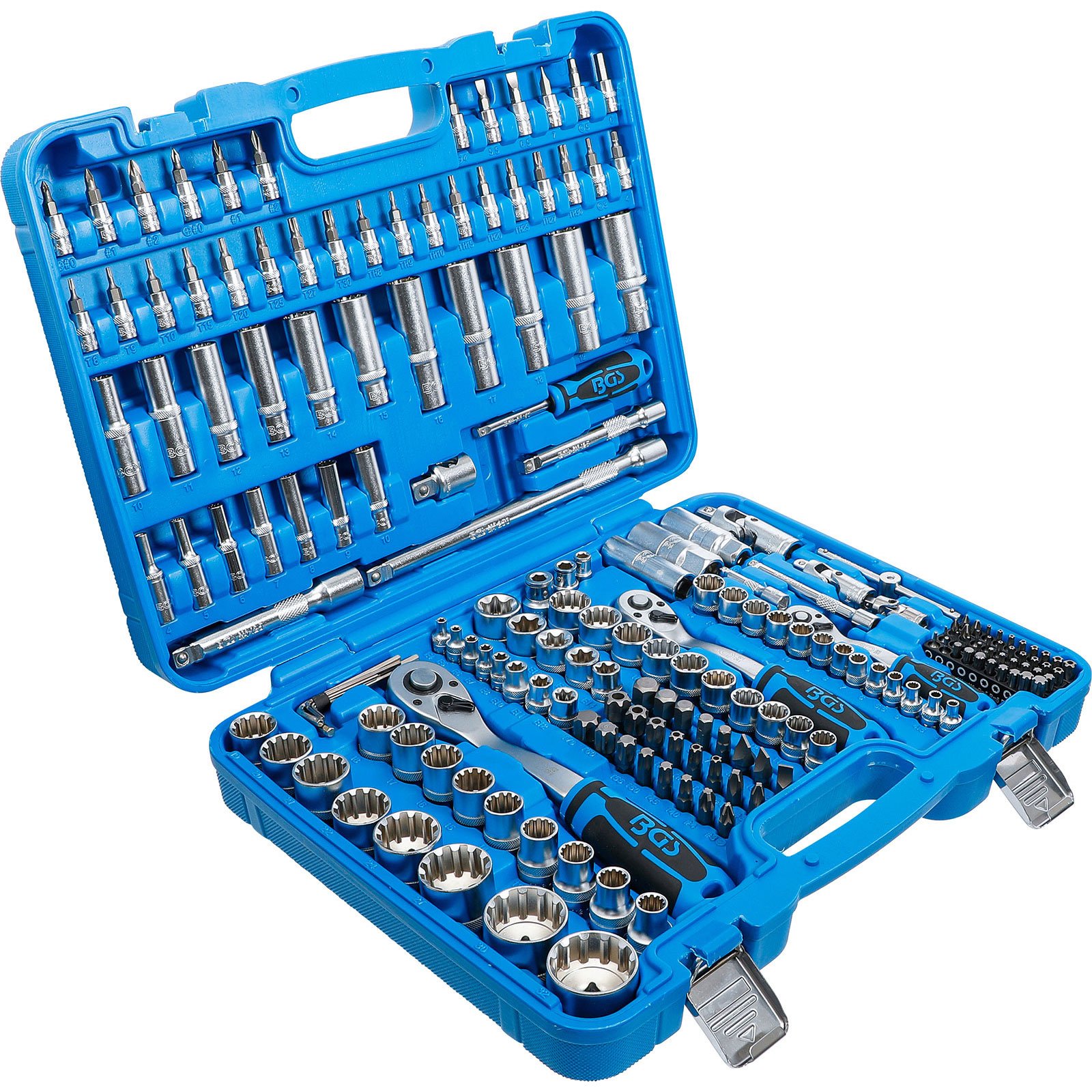 BGS Steckschlüssel-Satz "Gear Lock" Antrieb 6,3 mm (1/4") / 10 mm (3/8") / 12,5 mm (1/2") 192tlg. - 2247