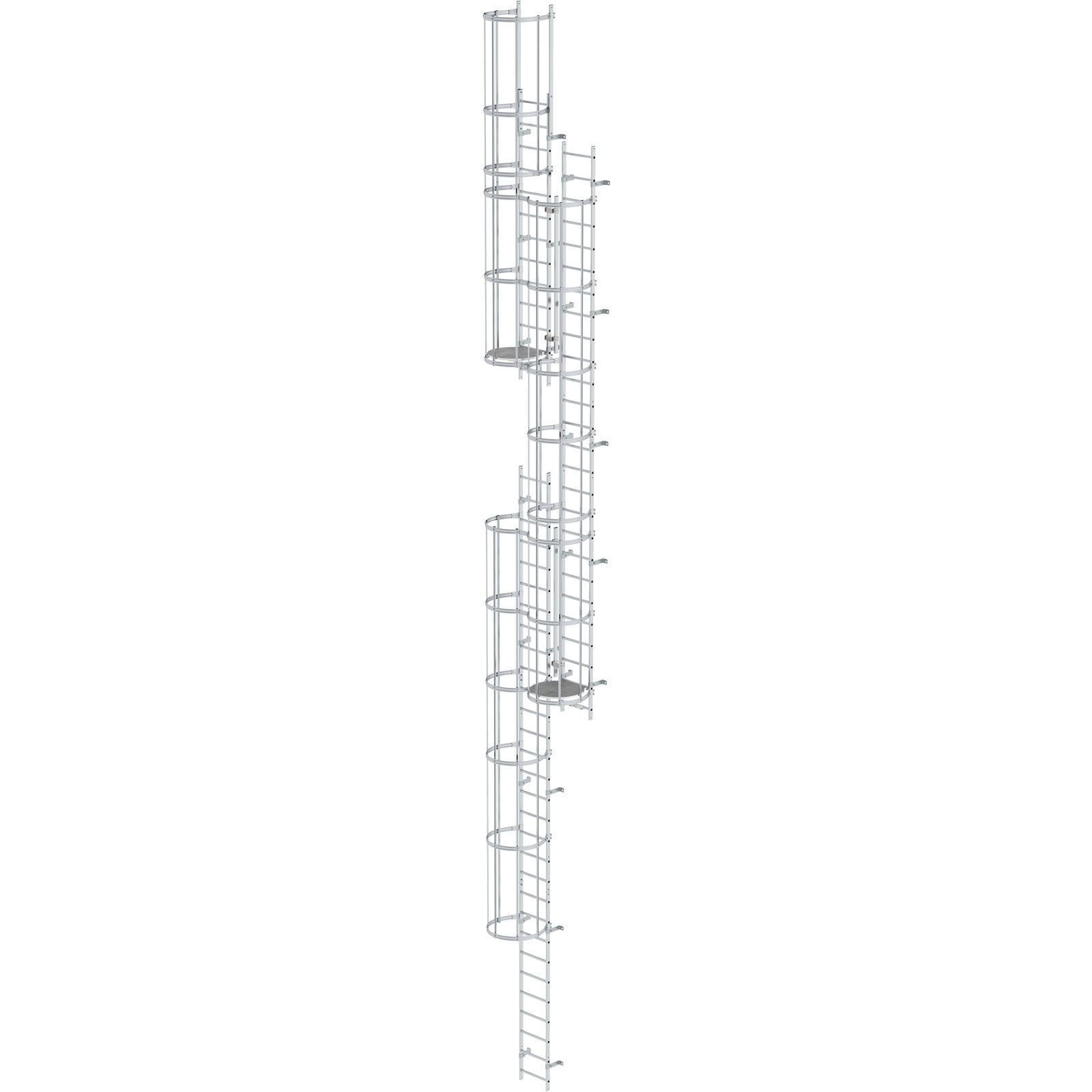Günzburger Steigtechnik mehrzügige Steigleiter mit Rückenschutz (Maschinen) Aluminium blank 14,36 m - 510241