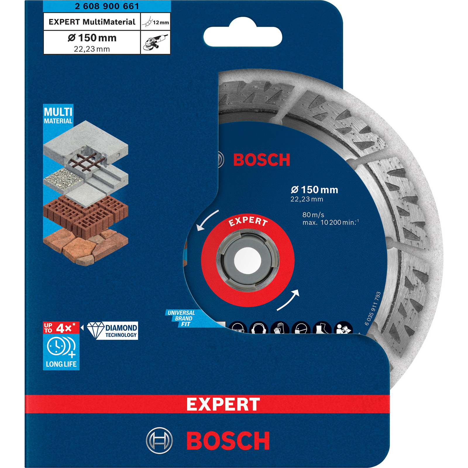 Bosch Expert MultiMaterial Diamanttrennscheiben 150 x 22,23 x 2,4 x 12 mm - 2608900661