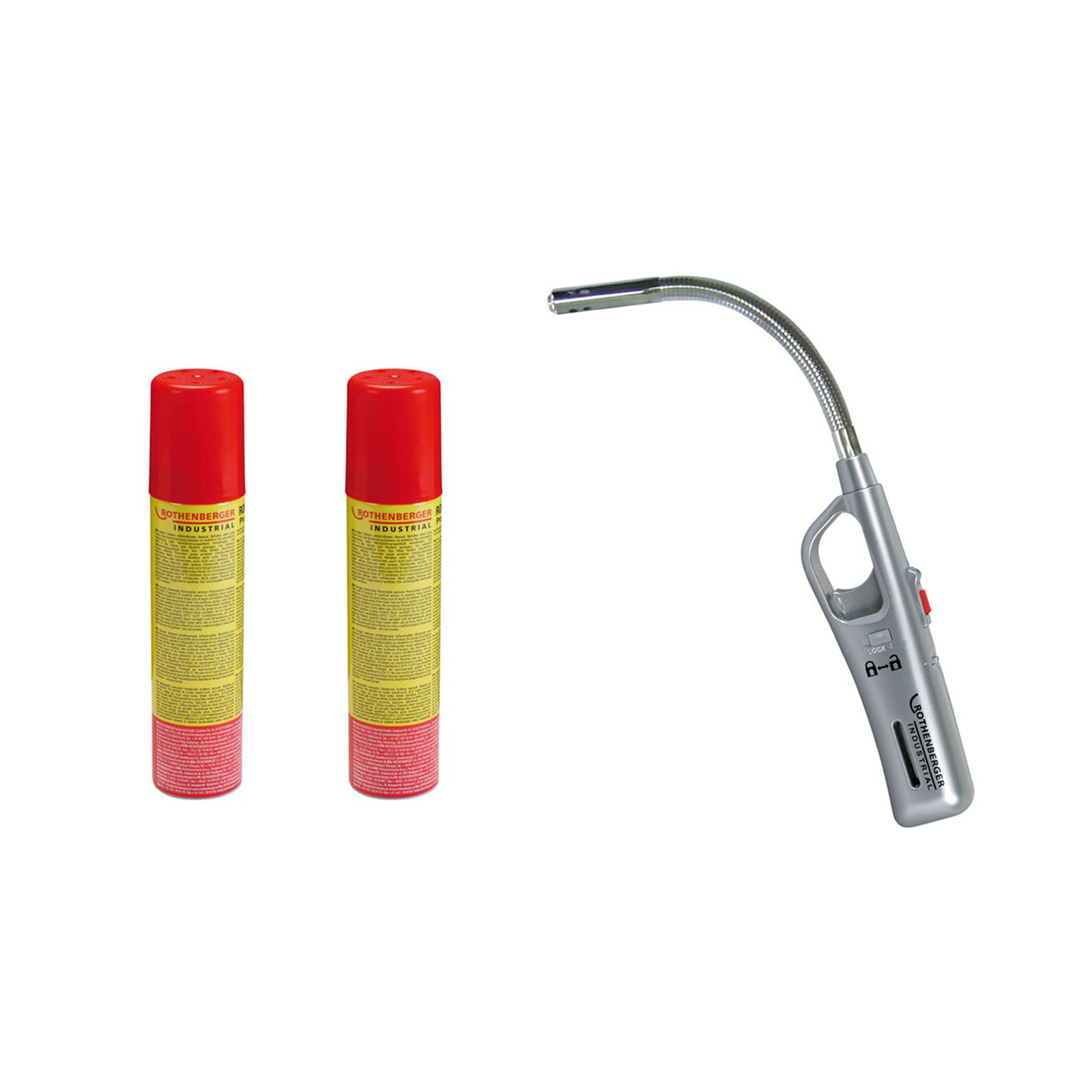 ROTHENBERGER Industrial Gasanzünder Schwanenhals inkl. 2x Rofill Gas 100 ml  - 1500005174