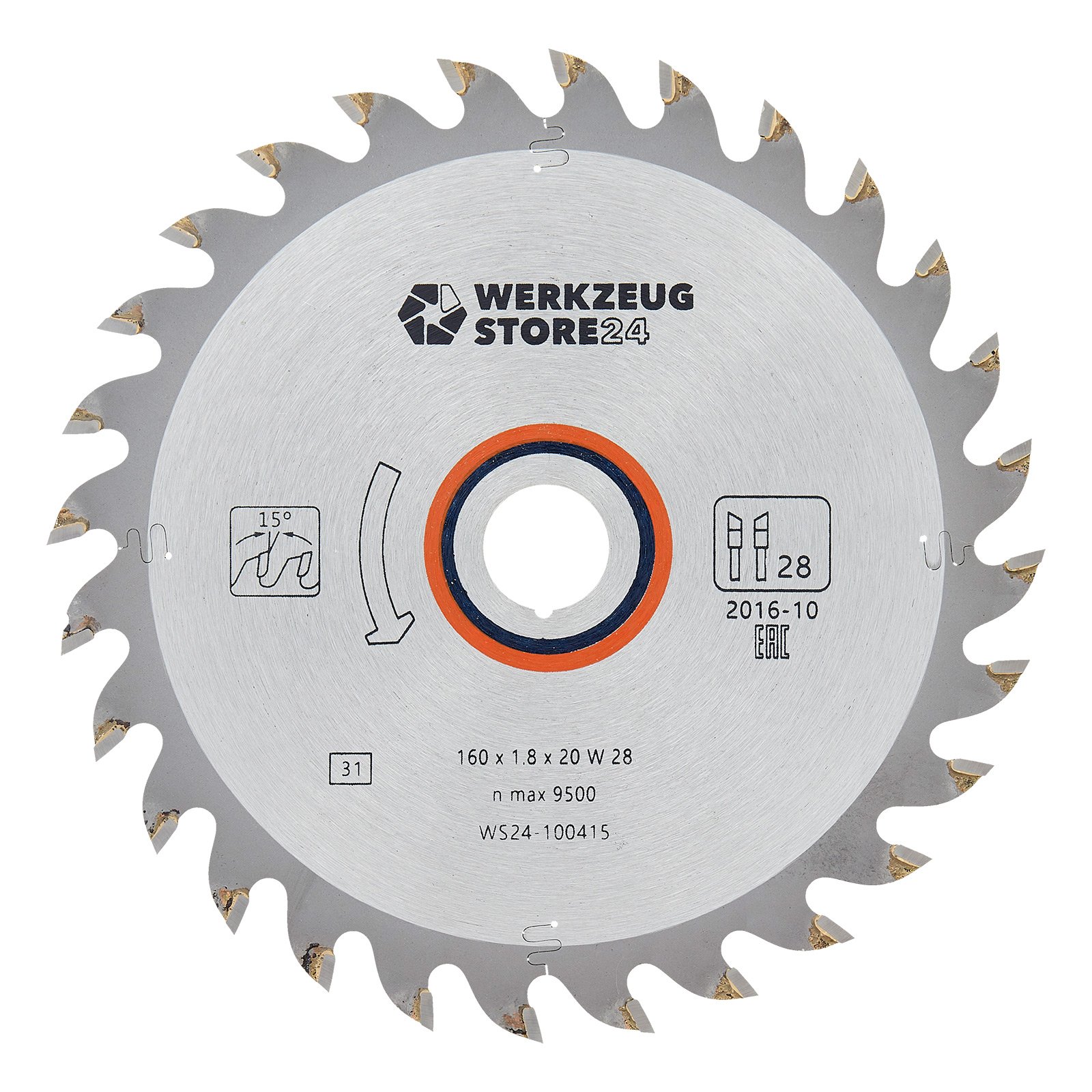 WS24 HM-Kreissägeblatt Holz 160 x 1,8 x 20 WZ 28  - WS24-100415