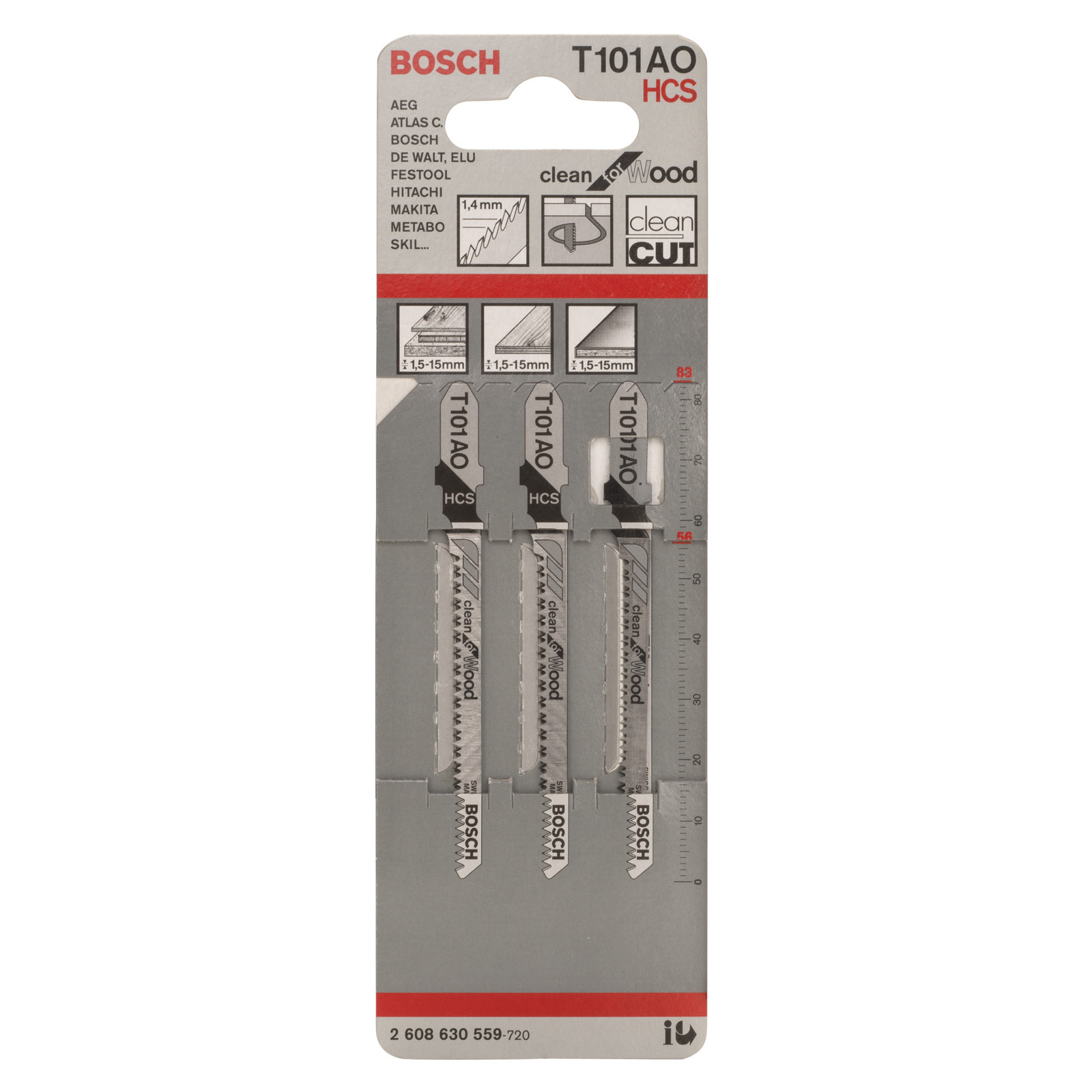 Bosch 3x Stichsägeblatt T 101 AO Clean for Wood - 2608630559