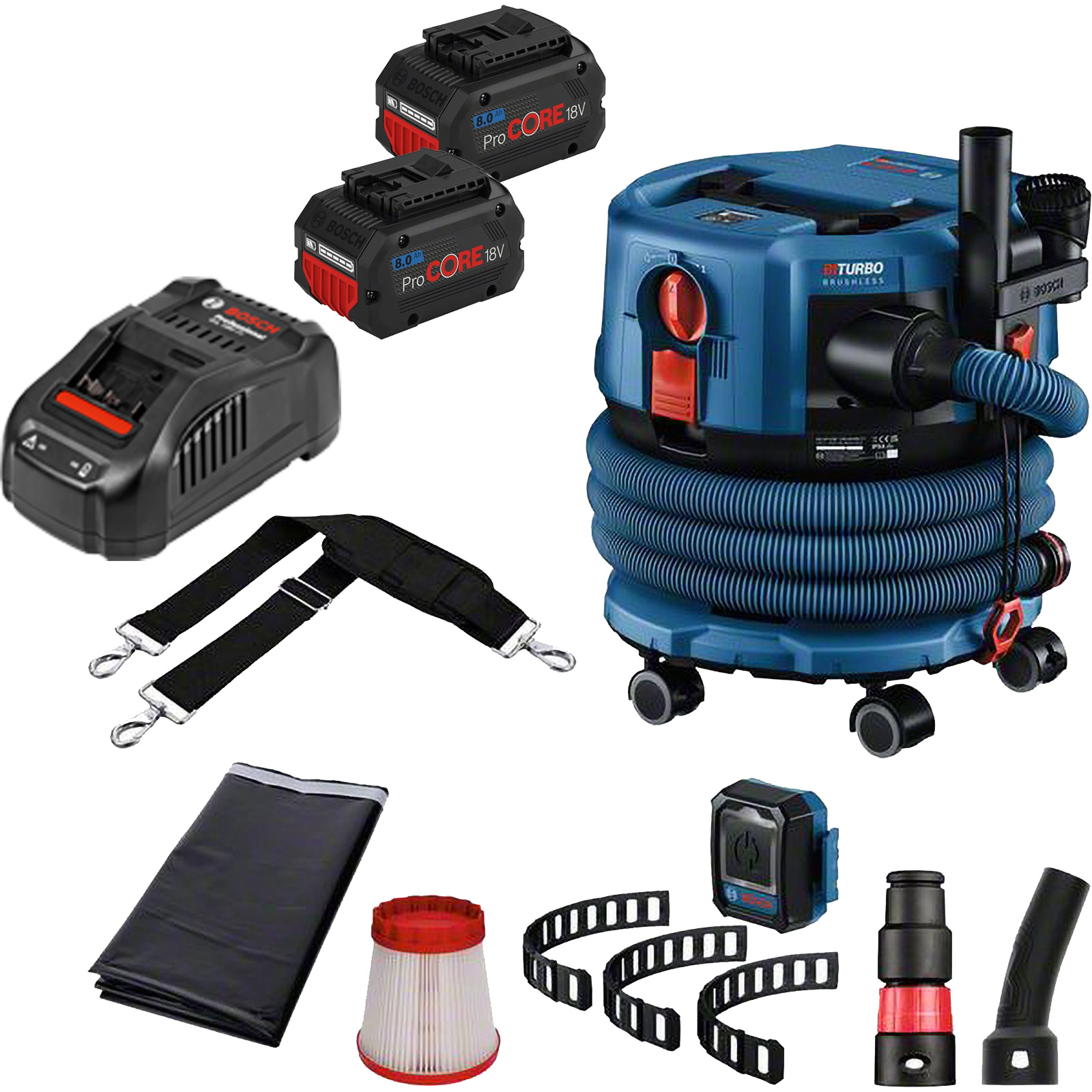Bosch Akku-Staubsauger GAS 18V-12 MC / 2x 8,0 Ah ProCORE + Ladegerät