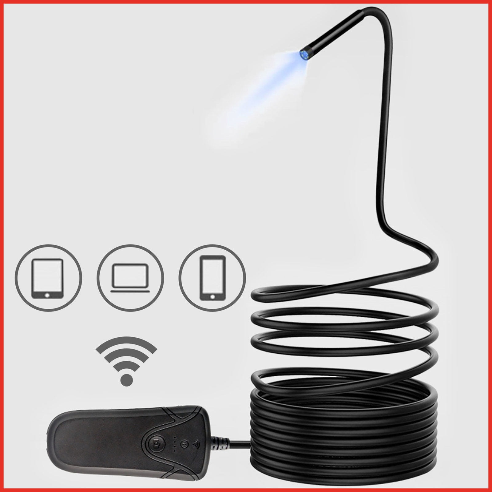 KS TOOLS Wi-Fi-Videoskop-Satz mit Ø 5,5 mm 0° HD Frontkamera-Sonde 5tlg. - 550.7560