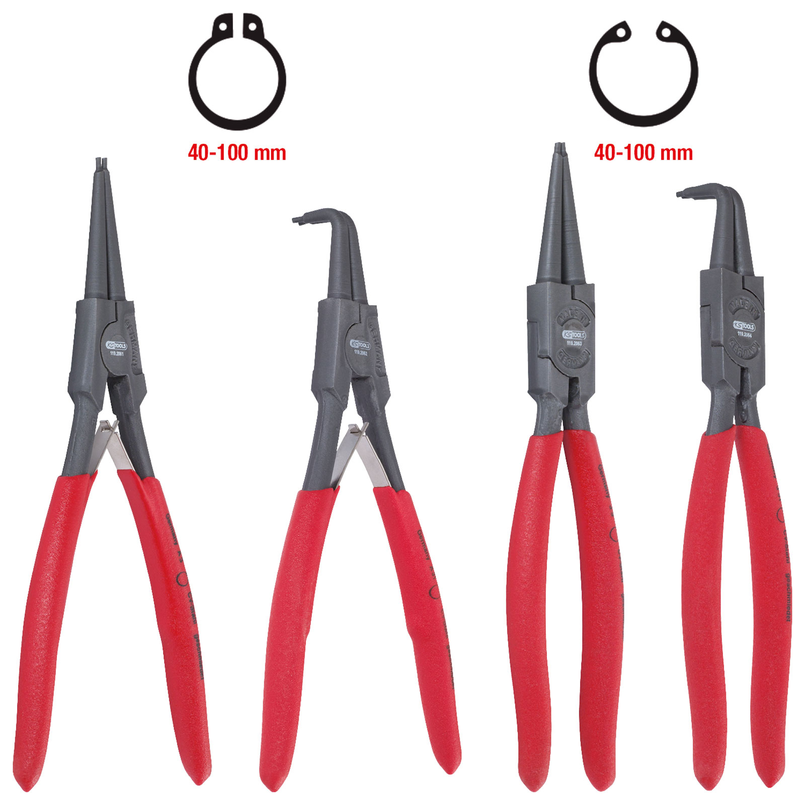 KS TOOLS Sicherungszangen-Satz 40-100 mm 4tlg. - 119.2060