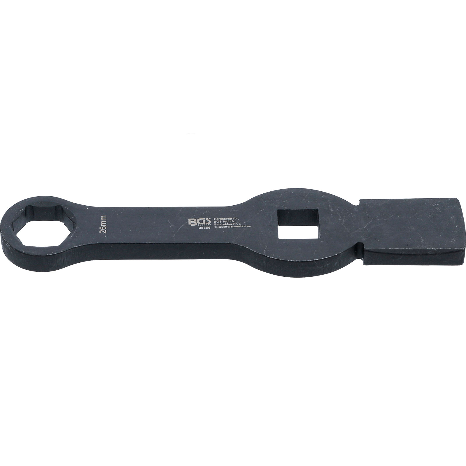 BGS Schlag-Ringschlüssel Sechskant mit 2 Schlagflächen SW 26 mm - 35356