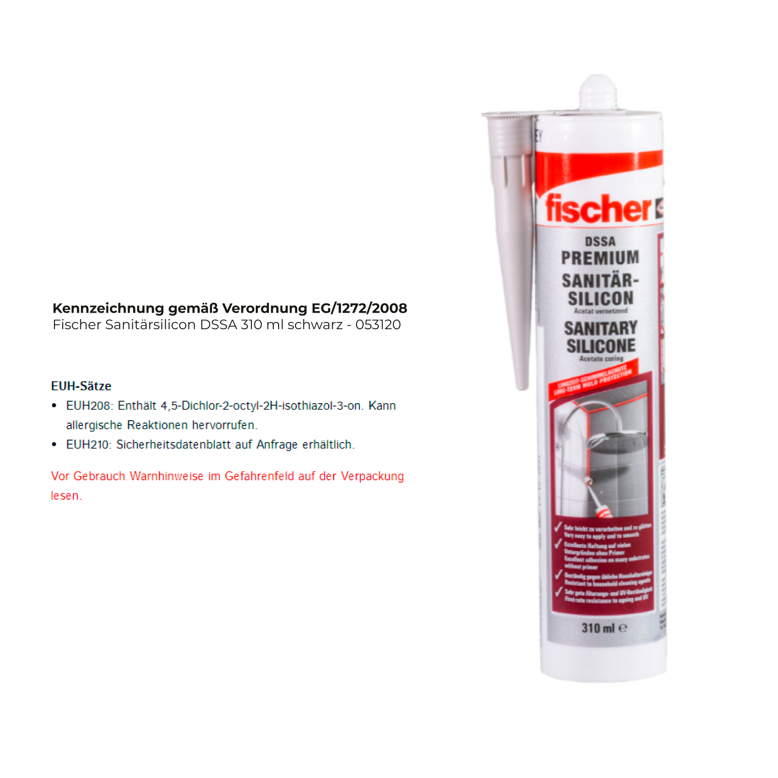 Fischer Sanitärsilicon DSSA 310 ml schwarz - 053120