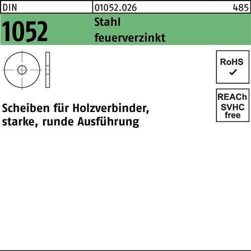 Unterlegscheibe DIN 1052 rund 23x 80x 8 Stahl feuerverz. 50 Stück