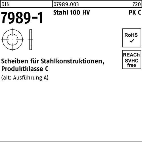 Unterlegscheibe DIN 7989-1 22/24x 39x8 Stahl 100HV 100 Stück
