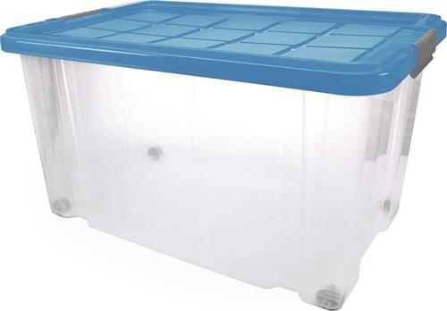 Kunststoffbehälter eck.55l PP transp.L600xB400xH300mm m.Deckel u.Rl.MAIER