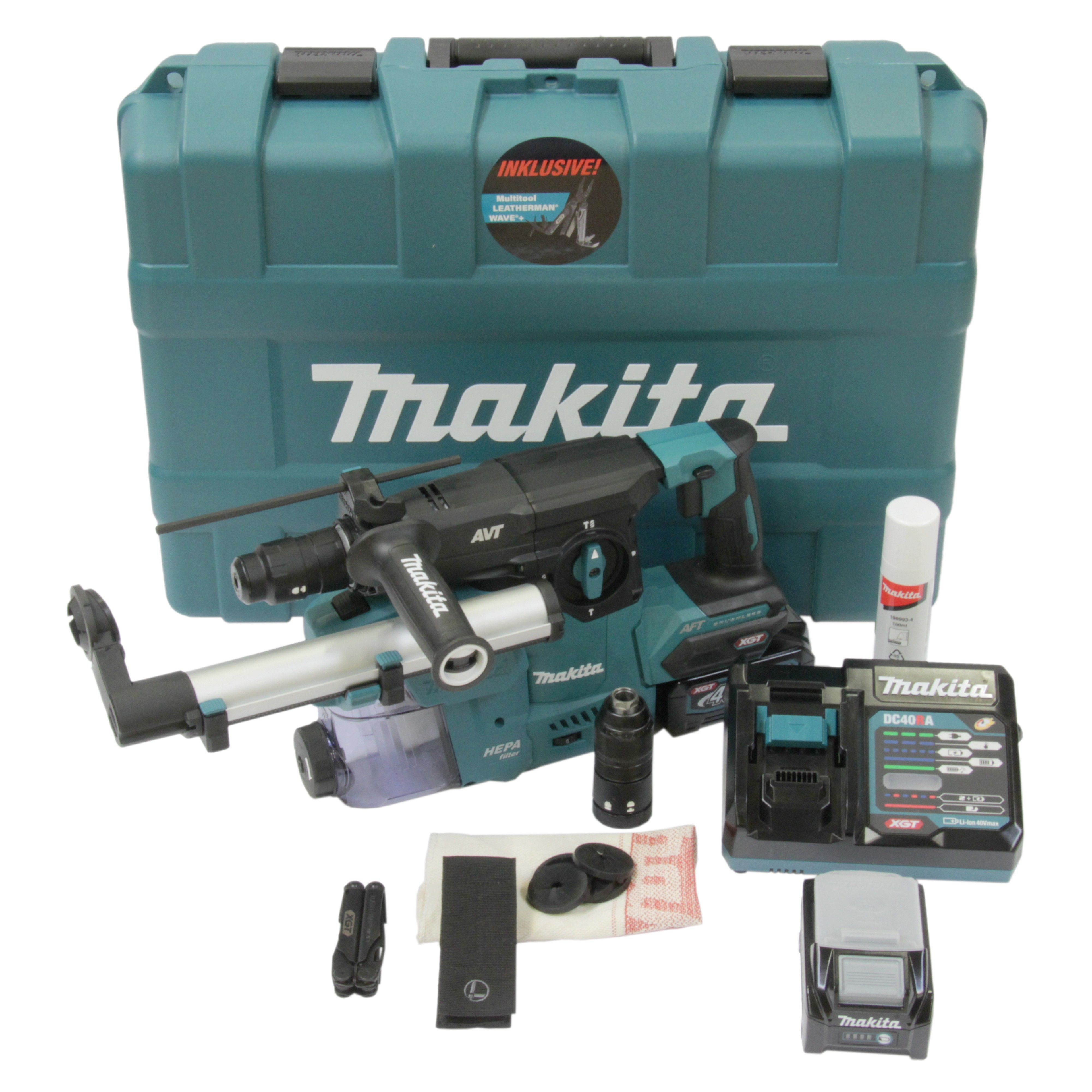 Makita HR009G Akku-Kombihammer 40V max. mit Schnellwechselfutter / 2x 4,0 Ah Akku + Schnellladegerät im Transportkoffer + Wave