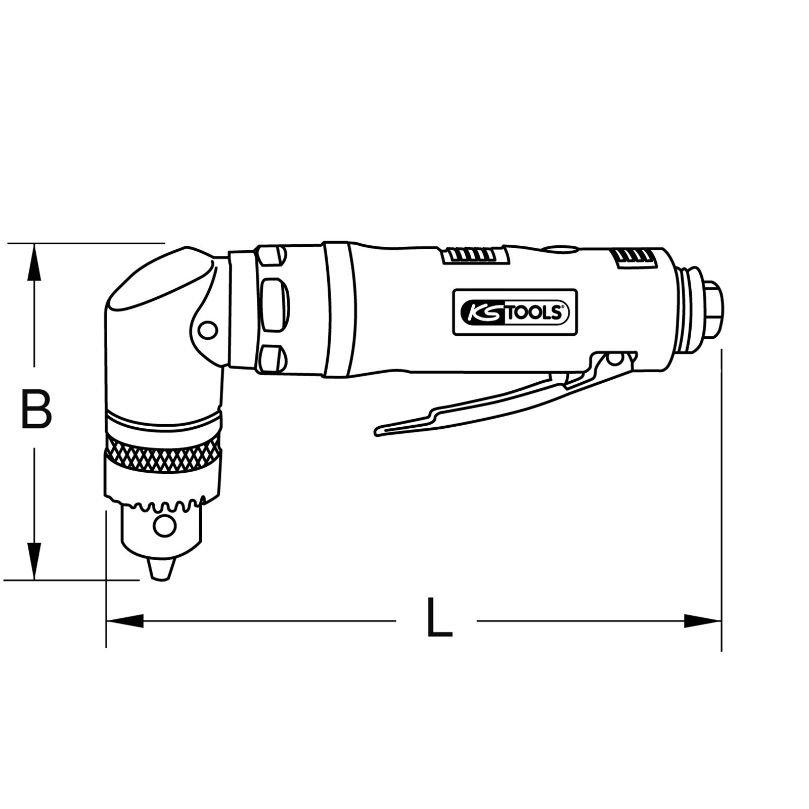 KS TOOLS 10 mm Druckluft-Winkelbohrmaschine - 515.5465