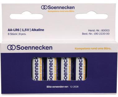 Soennecken Batterie 80003 Mignon AA LR6 1,5 V 8 St./Pack