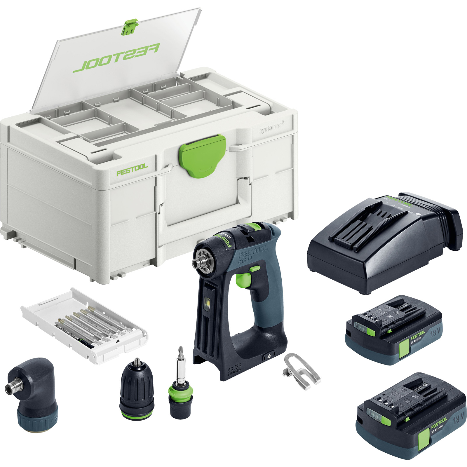 Festool Akku-Bohrschrauber CXS 18 C 3,0-Set / 2x 3,0 Ah Akku + Ladegerät im Systainer - 576884