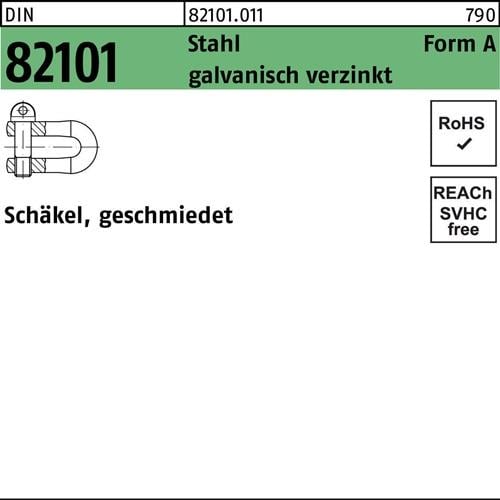 Schäkel DIN 82101 A 0,16 Stahl galv.verz. 50 Stück