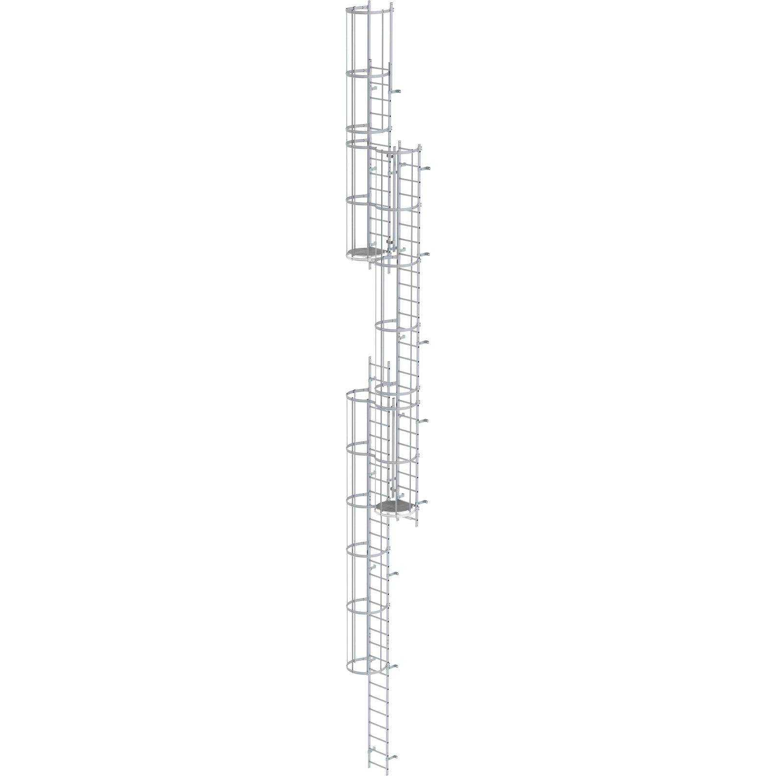Günzburger Steigtechnik mehrzügige Steigleiter mit Rückenschutz (Maschinen) Aluminium blank 15,2 m - 510246