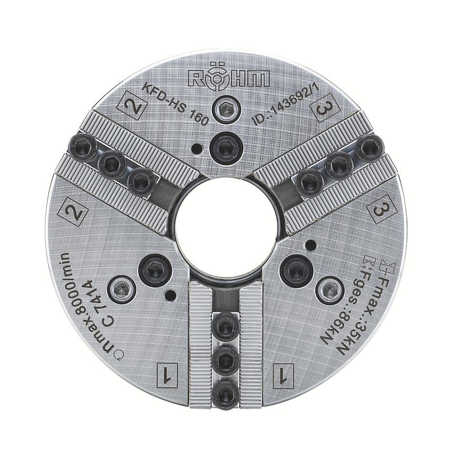 Röhm Kraftspannfutter KFD-HS 315, 3-Backen, Spitzverzahnung 90°, Zylindrische Zentrieraufnahme 300 - 144262