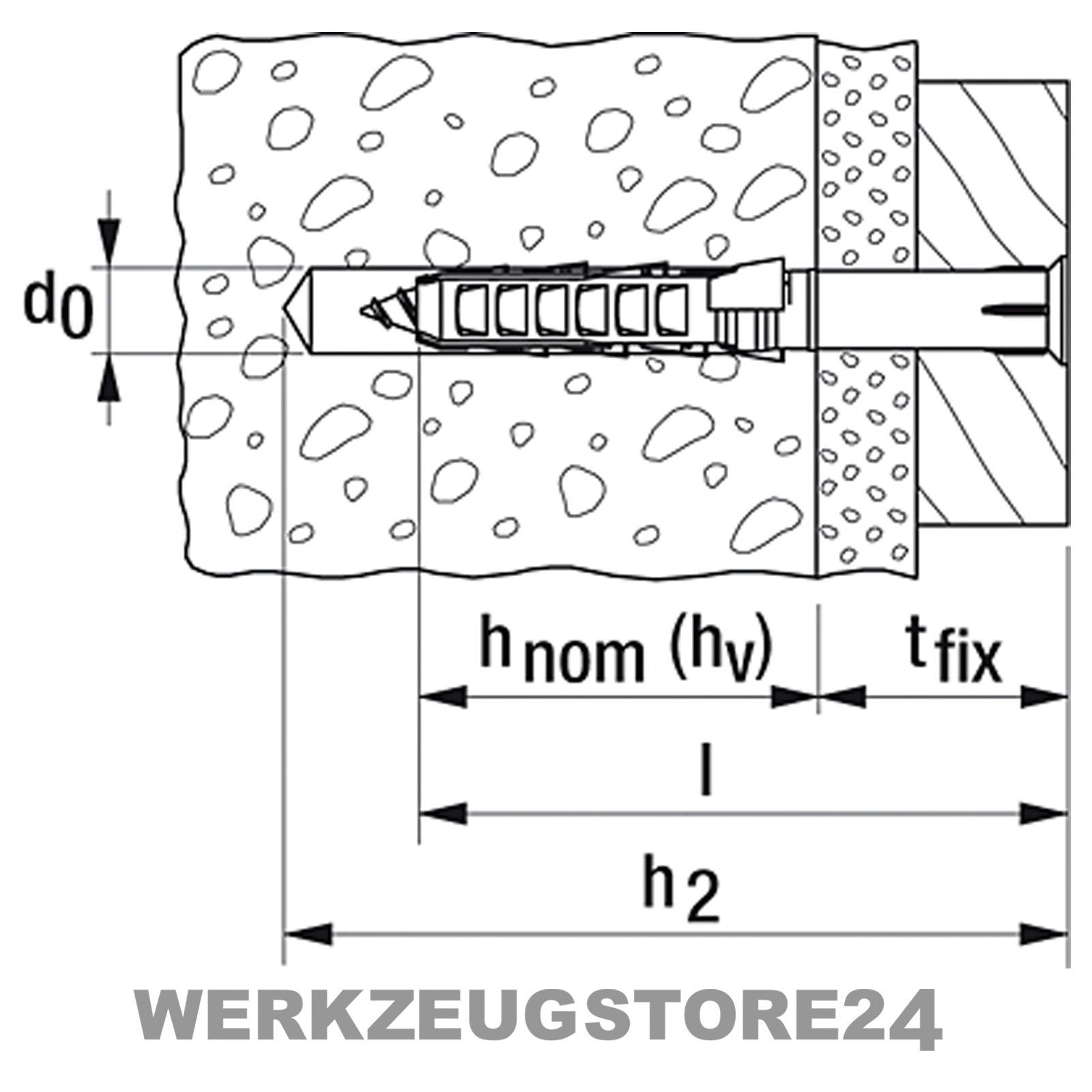 Fischer 50x Langschaftdübel SXR 8 x 100 mm T mit Sicherheitsschraube - 503001