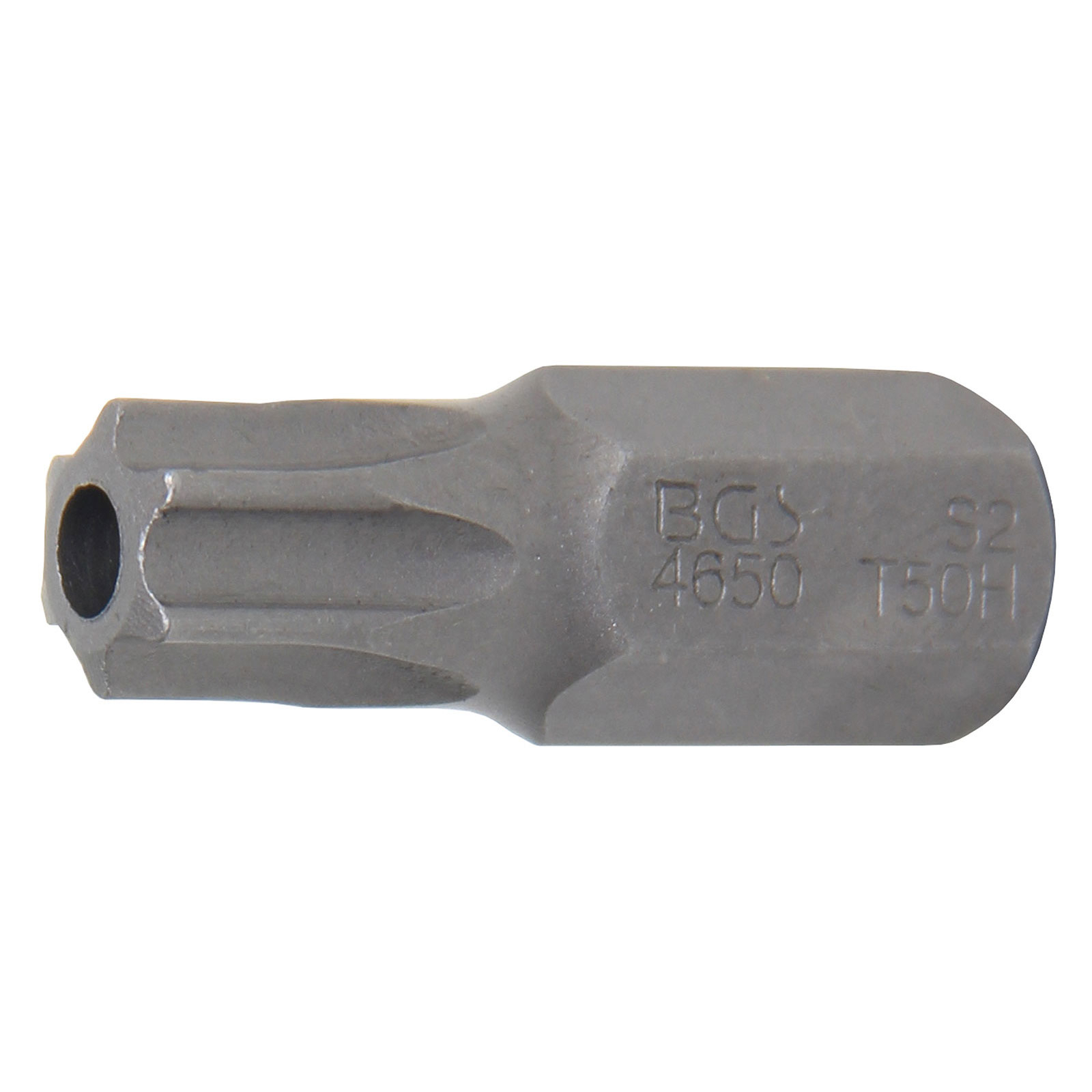 BGS Bit Länge 30 mm Antrieb Außensechskant 10 mm (3/8") T-Profil (für Torx) mit Bohrung T50 - 4650