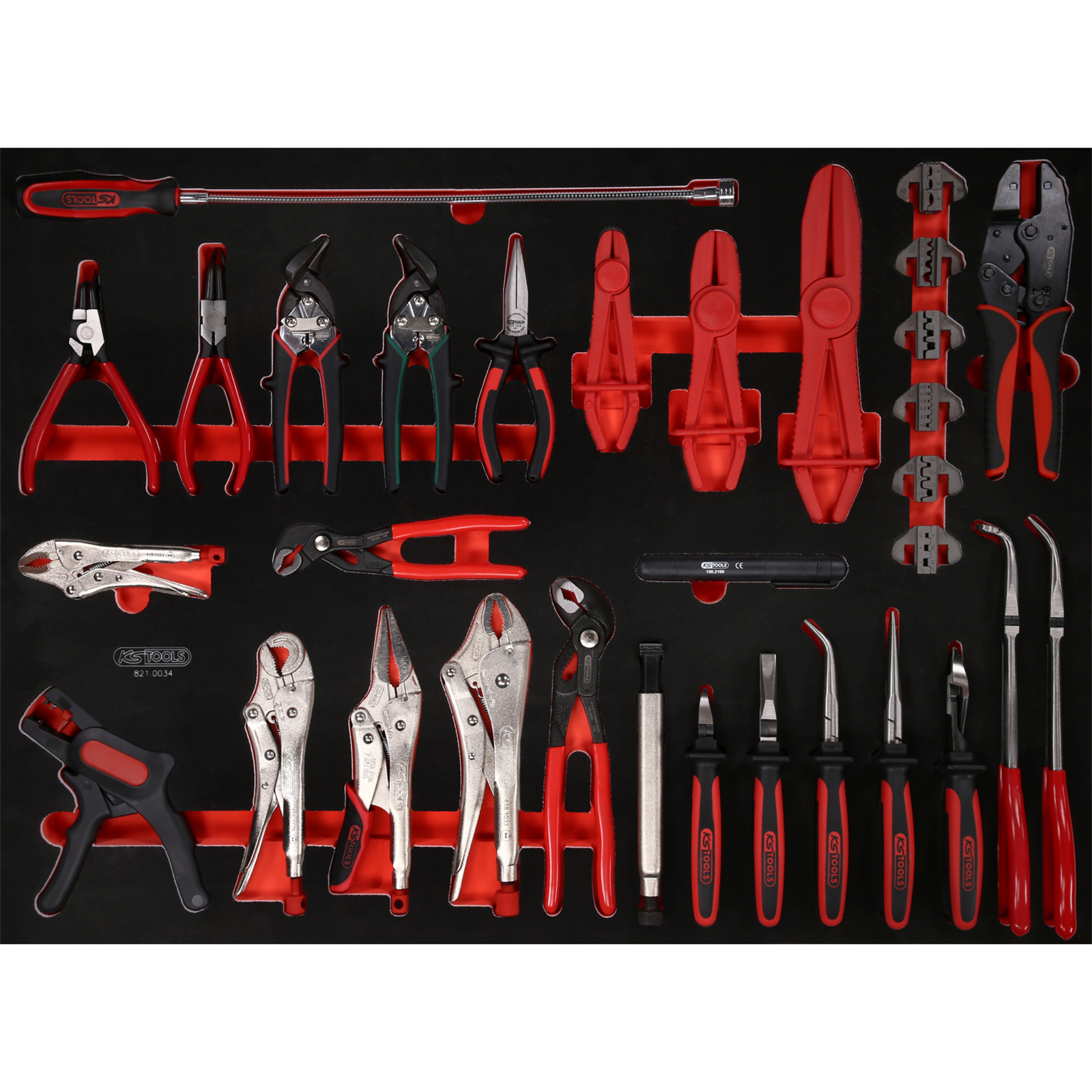 KS TOOLS Zangen-Satz in Schaumstoffeinlage 34tlg. - 821.0034