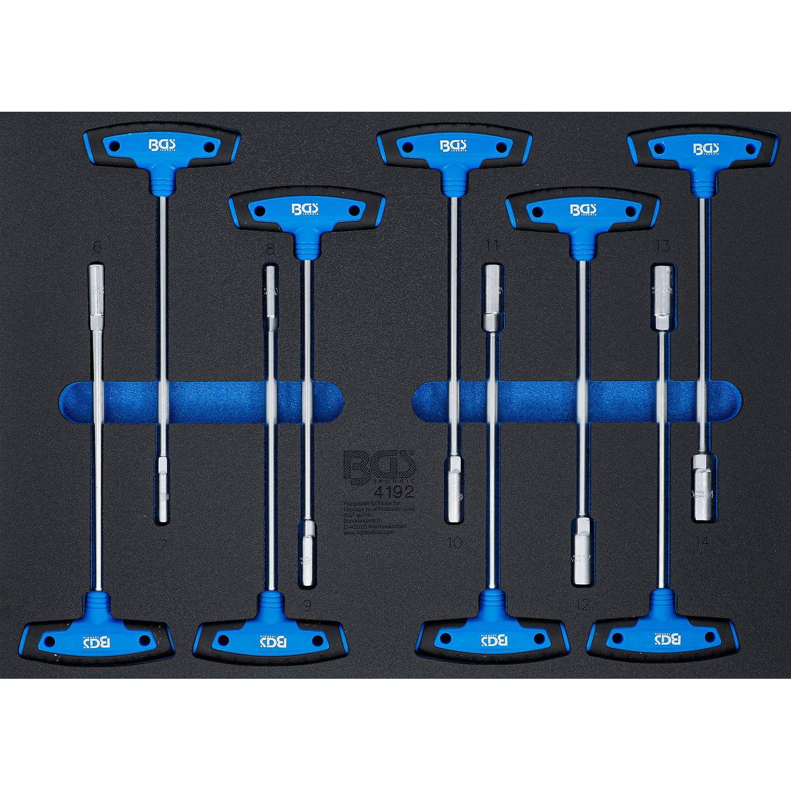 BGS Werkstattwageneinlage 3/3: T-Griff-Steckschlüssel-Satz 9tlg. - 4192