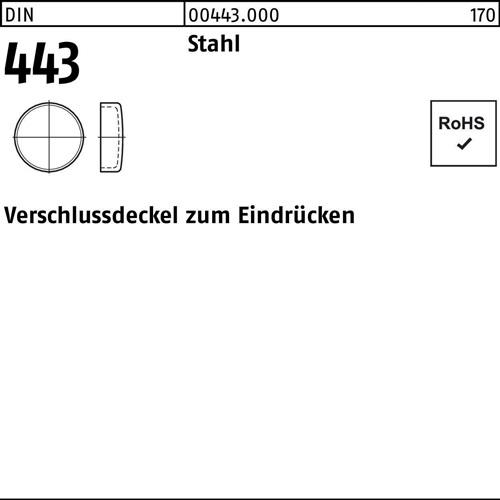 Verschlußdeckel DIN 443 z.Eindrücken 18 Stahl 100 Stück