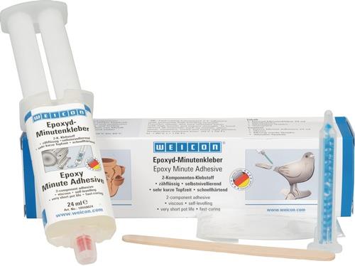 WEICON Epoxyd-Minutenkleber Kleber/Mischdüse/Holzspatel/Handschuhe transp.Set - 4000349556
