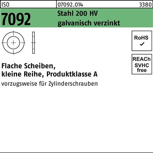 Unterlegscheibe ISO 7092 4 Stahl 200 HV galv.verz. 5000 Stück