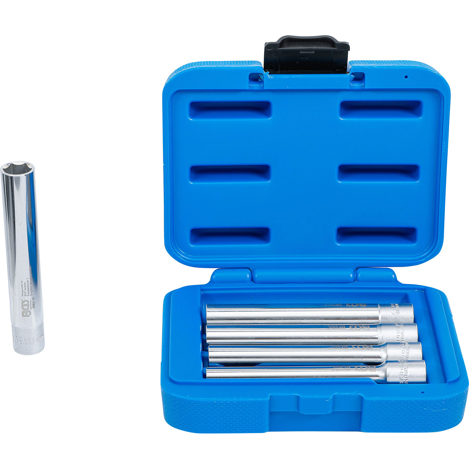 BGS Steckschlüssel-Einsatz-Satz Sechskant extra tief Antrieb Innenvierkant 10 mm (3/8") SW 8 - 14 mm 5tlg. - 9863