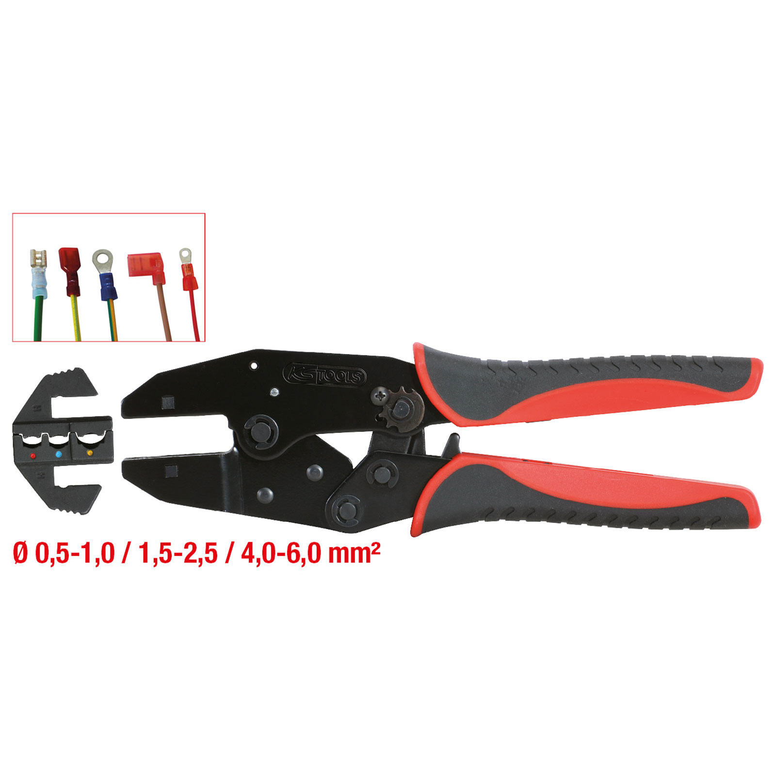 KS TOOLS Crimpzange für isolierte Kabelschuhe 220 mm - 115.1425