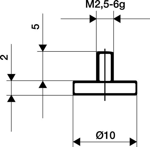 KÄFER Messeins.D.10mm plan M2,5 STA z.Messuhren - 62006