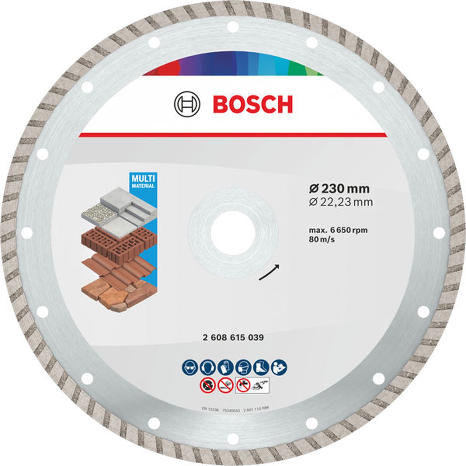 Bosch Multi Material Turbo Diamond Trennscheibe, 230 x 22.23 x 7 mm 10 Stk. - 2608615048
