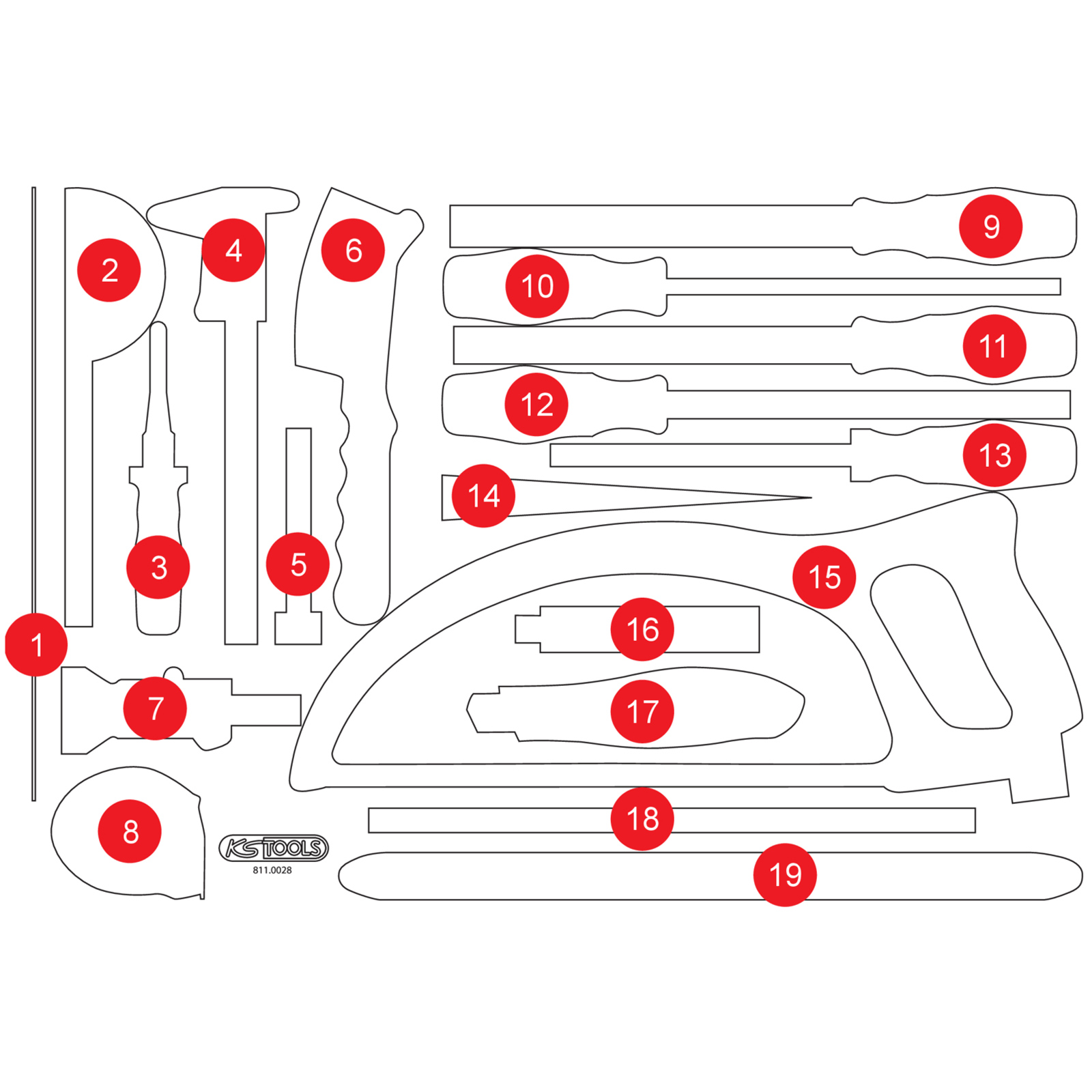 KS TOOLS leere Schaumstoffeinlage zu 811.0028 - 811.0028-97